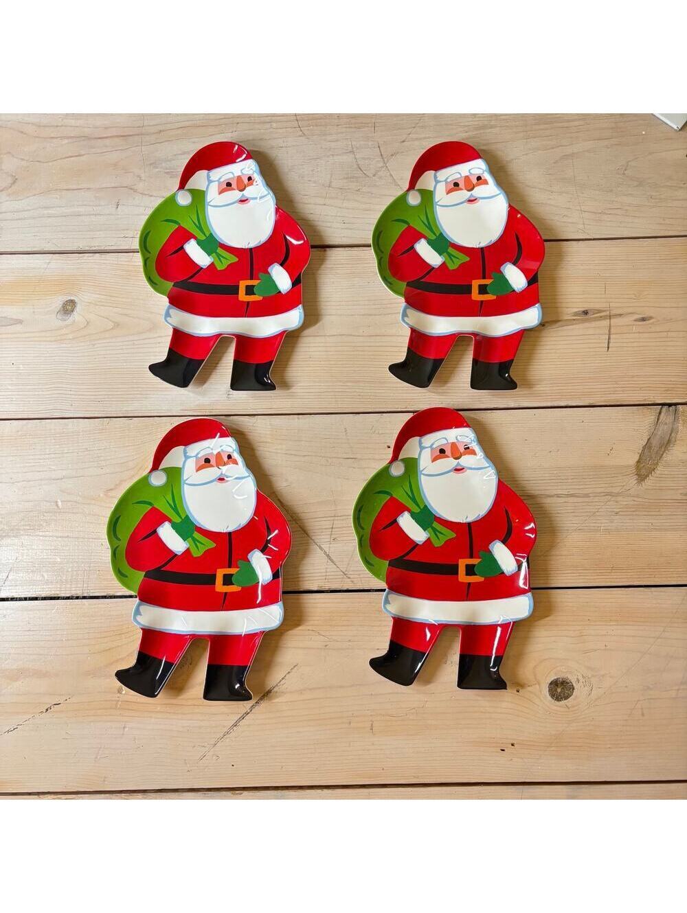 (4) Wondershop NWT Christmas Melamine Santa Claus Appetizer Plates Set of 4